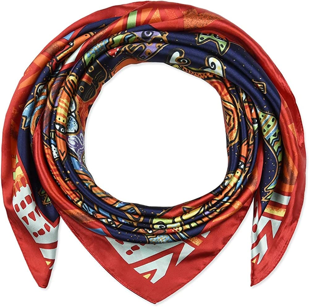 35 X 35 Women Square Satin Silk like Head Scarf Hair Wrap Night Sleeping Decoration Apparel & Accessories > Clothing Accessories > Bandanas & Headties corciova