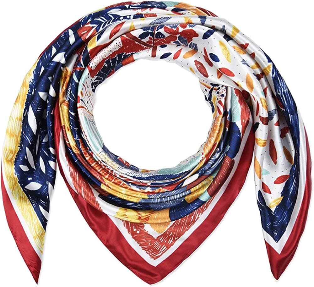 35 X 35 Women Square Satin Silk like Head Scarf Hair Wrap Night Sleeping Decoration Apparel & Accessories > Clothing Accessories > Bandanas & Headties corciova