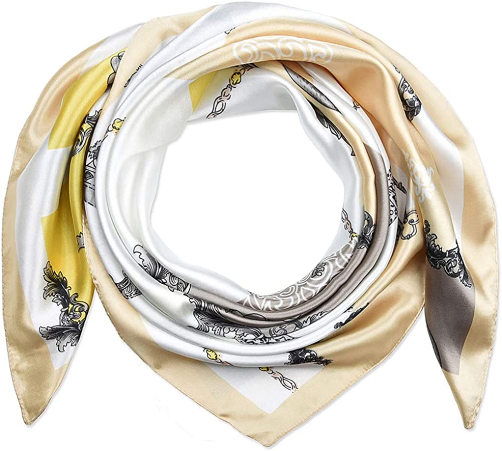 35 X 35 Women Square Satin Silk like Head Scarf Hair Wrap Night Sleeping Decoration Apparel & Accessories > Clothing Accessories > Bandanas & Headties corciova