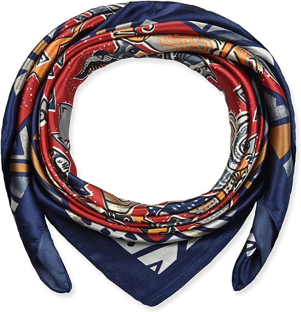 35 X 35 Women Square Satin Silk like Head Scarf Hair Wrap Night Sleeping Decoration Apparel & Accessories > Clothing Accessories > Bandanas & Headties corciova