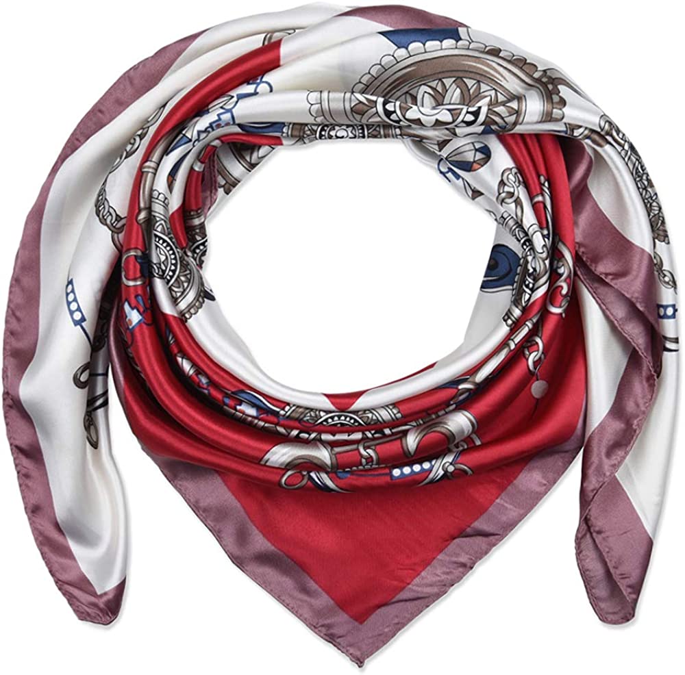 35 X 35 Women Square Satin Silk like Head Scarf Hair Wrap Night Sleeping Decoration Apparel & Accessories > Clothing Accessories > Bandanas & Headties corciova