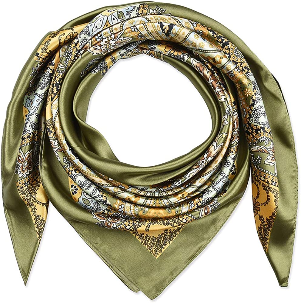 35 X 35 Women Square Satin Silk like Head Scarf Hair Wrap Night Sleeping Decoration Apparel & Accessories > Clothing Accessories > Bandanas & Headties corciova