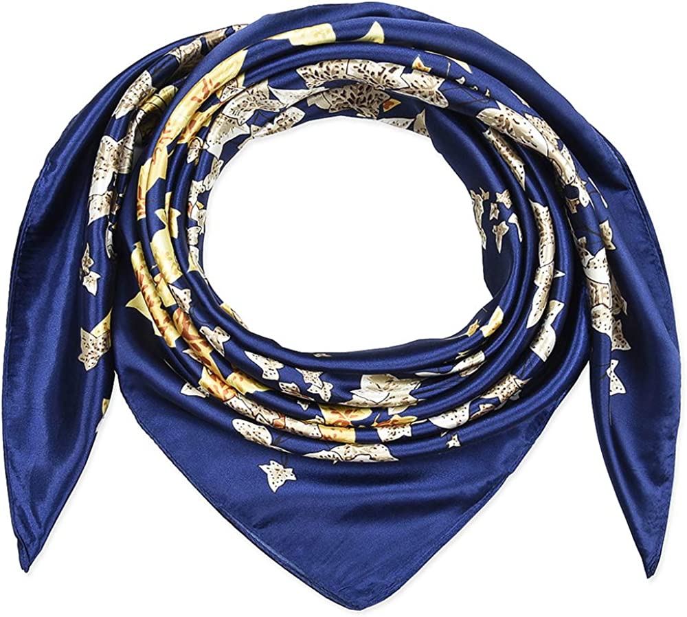 35 X 35 Women Square Satin Silk like Head Scarf Hair Wrap Night Sleeping Decoration Apparel & Accessories > Clothing Accessories > Bandanas & Headties corciova