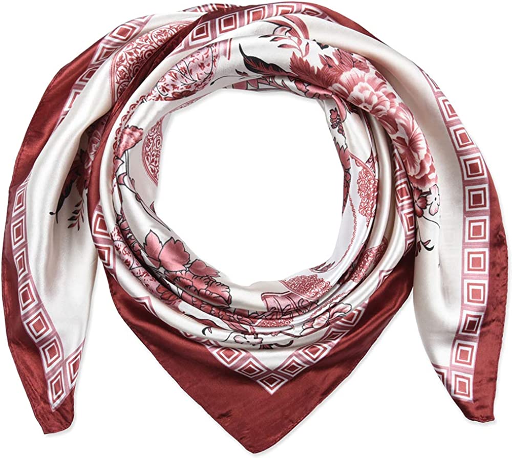 35 X 35 Women Square Satin Silk like Head Scarf Hair Wrap Night Sleeping Decoration Apparel & Accessories > Clothing Accessories > Bandanas & Headties corciova