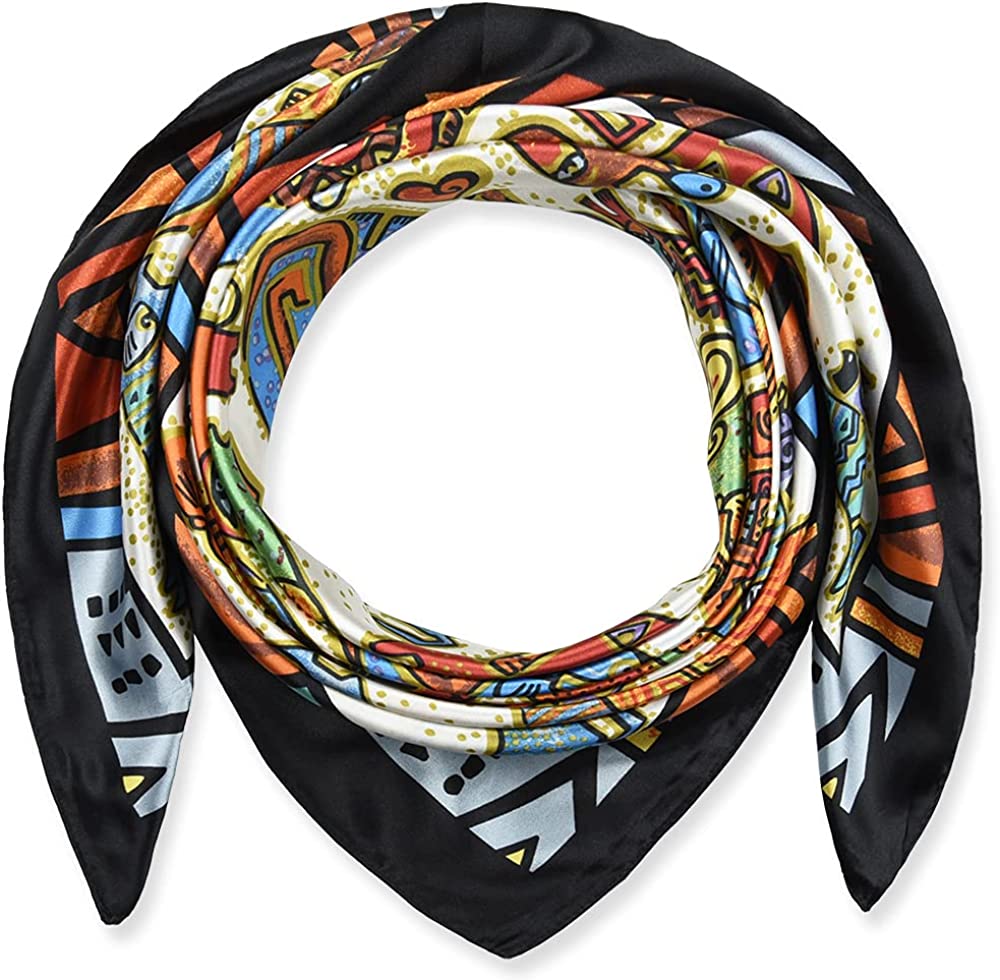 35 X 35 Women Square Satin Silk like Head Scarf Hair Wrap Night Sleeping Decoration Apparel & Accessories > Clothing Accessories > Bandanas & Headties corciova