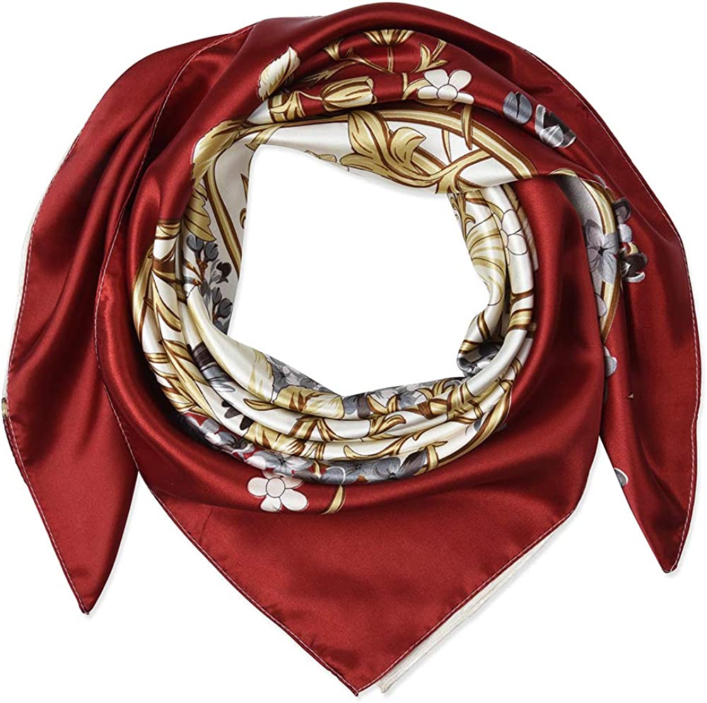 35 X 35 Women Square Satin Silk like Head Scarf Hair Wrap Night Sleeping Decoration Apparel & Accessories > Clothing Accessories > Bandanas & Headties corciova