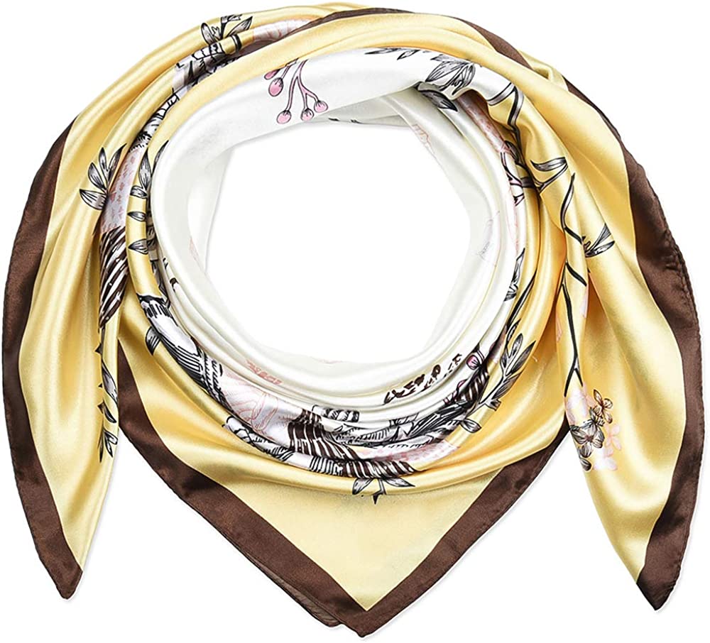 35 X 35 Women Square Satin Silk like Head Scarf Hair Wrap Night Sleeping Decoration Apparel & Accessories > Clothing Accessories > Bandanas & Headties corciova