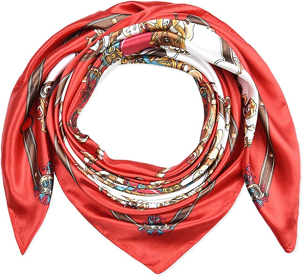 35 X 35 Women Square Satin Silk like Head Scarf Hair Wrap Night Sleeping Decoration Apparel & Accessories > Clothing Accessories > Bandanas & Headties corciova