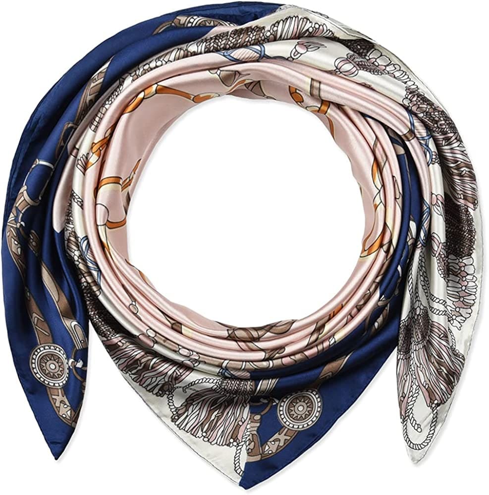 35 X 35 Women Square Satin Silk like Head Scarf Hair Wrap Night Sleeping Decoration Apparel & Accessories > Clothing Accessories > Bandanas & Headties corciova