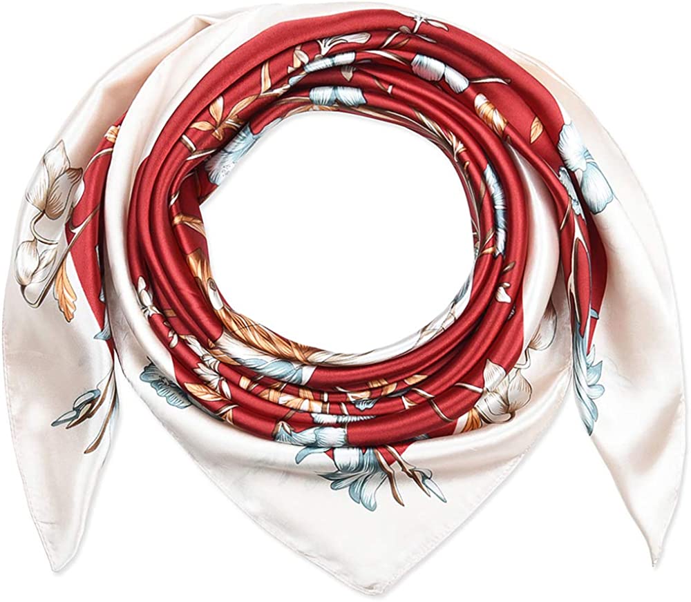 35 X 35 Women Square Satin Silk like Head Scarf Hair Wrap Night Sleeping Decoration Apparel & Accessories > Clothing Accessories > Bandanas & Headties corciova