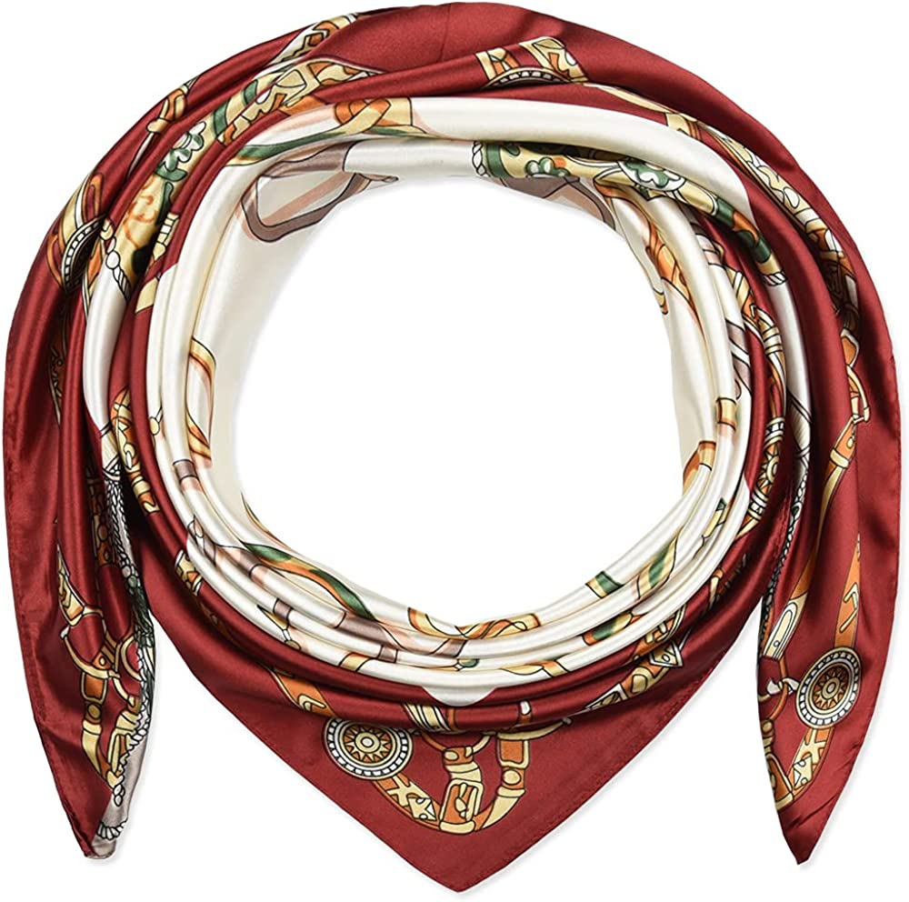 35 X 35 Women Square Satin Silk like Head Scarf Hair Wrap Night Sleeping Decoration Apparel & Accessories > Clothing Accessories > Bandanas & Headties corciova