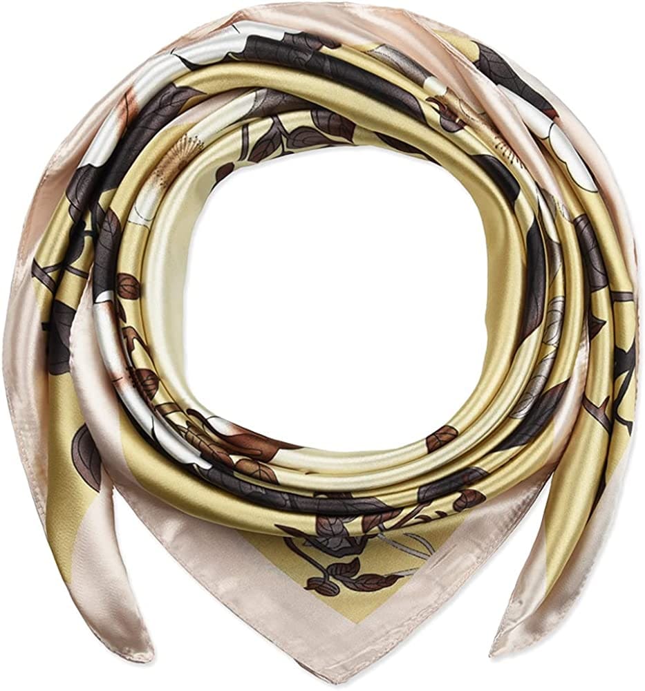 35 X 35 Women Square Satin Silk like Head Scarf Hair Wrap Night Sleeping Decoration Apparel & Accessories > Clothing Accessories > Bandanas & Headties corciova