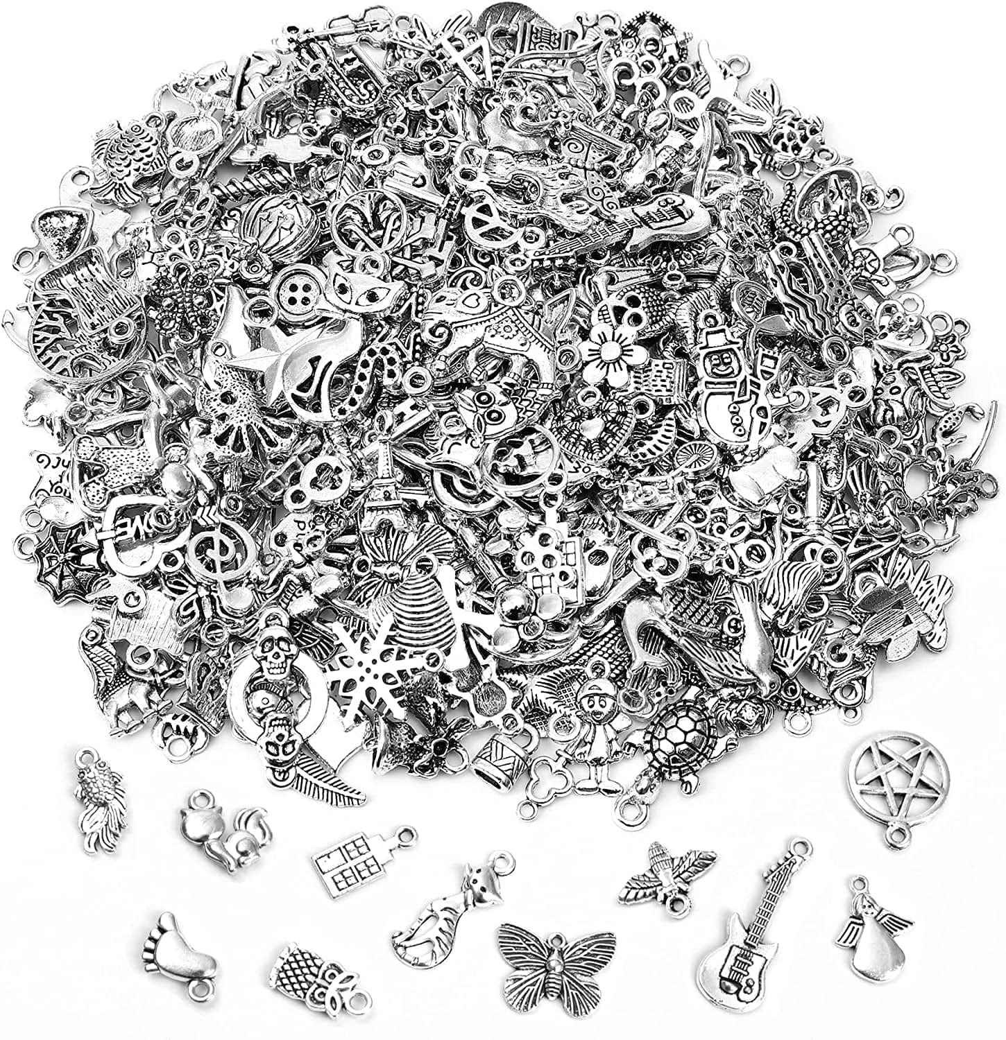 350Pcs Wholesale Bulk Lots Jewelry Making Charms Assorted Gold Plated Enamel Pendants for DIY Necklace Bracelet Earring Craft Supplies Tibetan Silver
