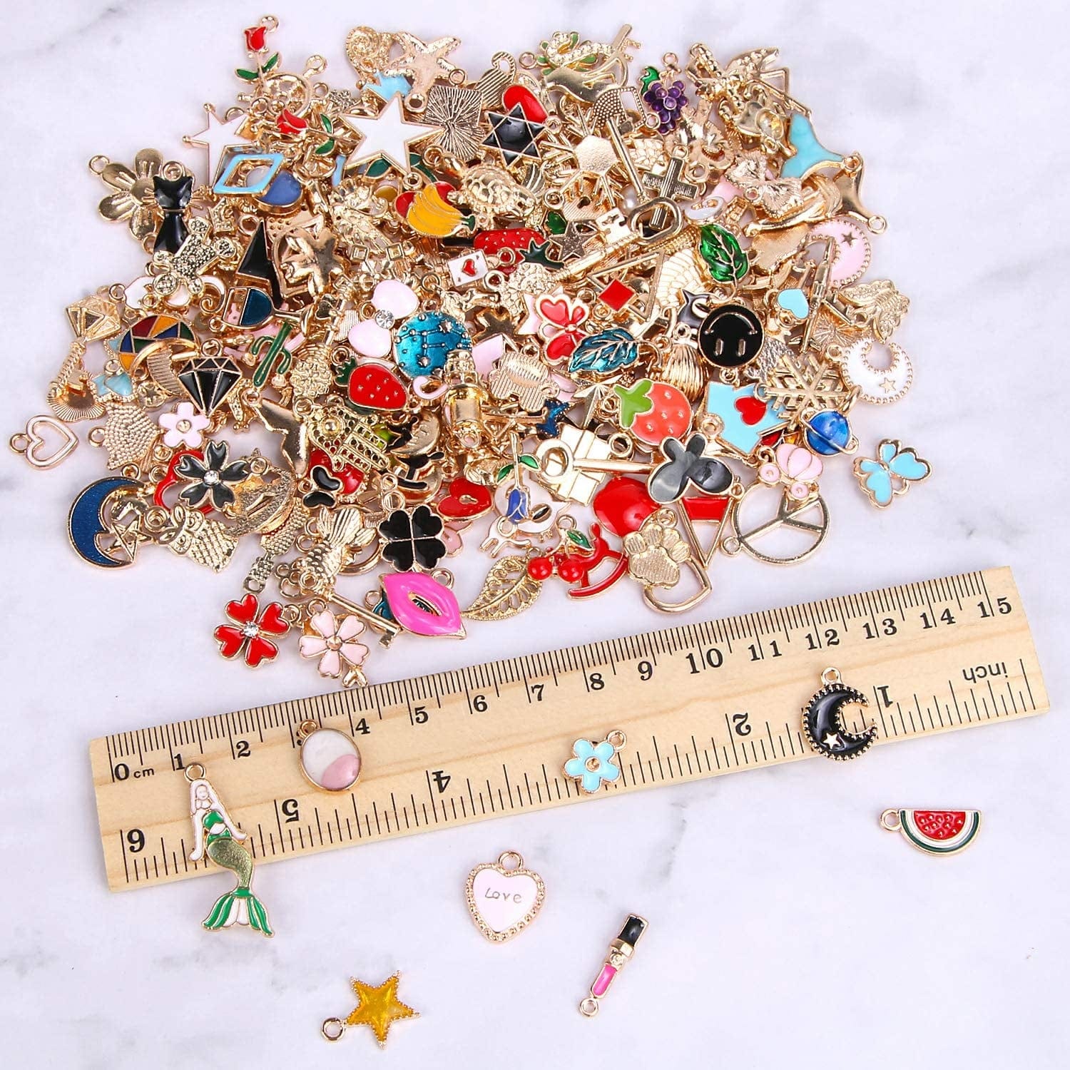 350Pcs Wholesale Bulk Lots Jewelry Making Charms Assorted Gold Plated Enamel Pendants for DIY Necklace Bracelet Earring Craft Supplies