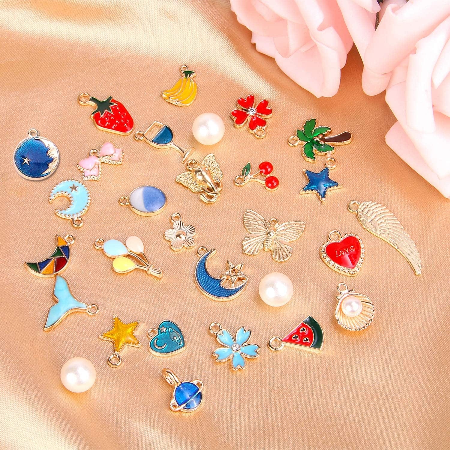 350Pcs Wholesale Bulk Lots Jewelry Making Charms Assorted Gold Plated Enamel Pendants for DIY Necklace Bracelet Earring Craft Supplies