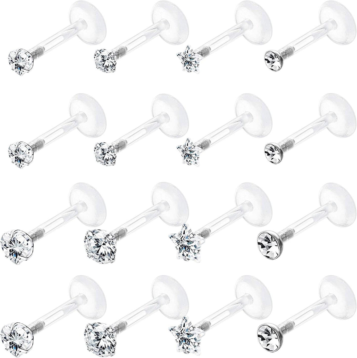 Jstyle 8Pairs 16G Forward Helix Cartilage Tragus Earring Studs Internal Threaded Labret Lip Monroe Ring 8MM Barbell Body Piercing Jewelry Apparel & Accessories > Jewelry > Body Jewelry Jstyle