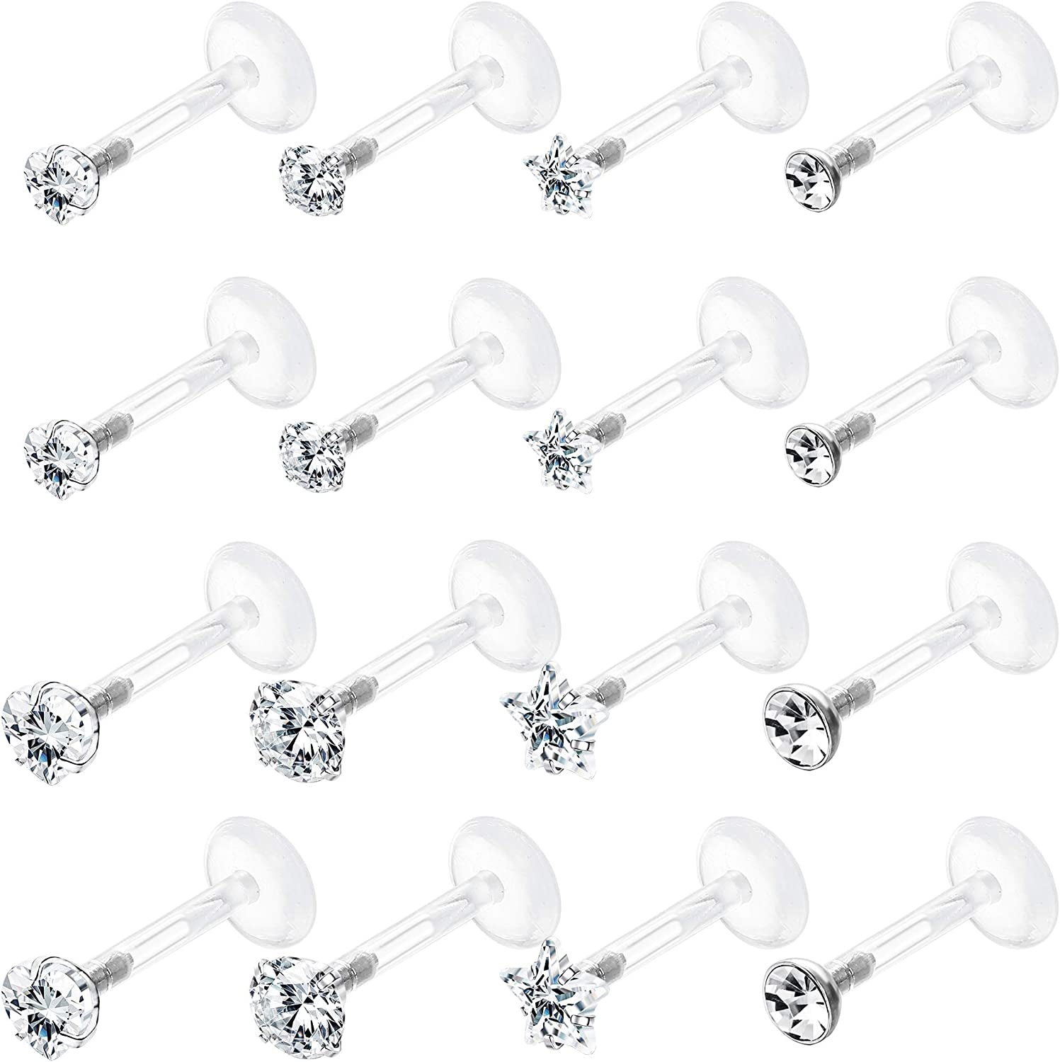Jstyle 8Pairs 16G Forward Helix Cartilage Tragus Earring Studs Internal Threaded Labret Lip Monroe Ring 8MM Barbell Body Piercing Jewelry Apparel & Accessories > Jewelry > Body Jewelry Jstyle