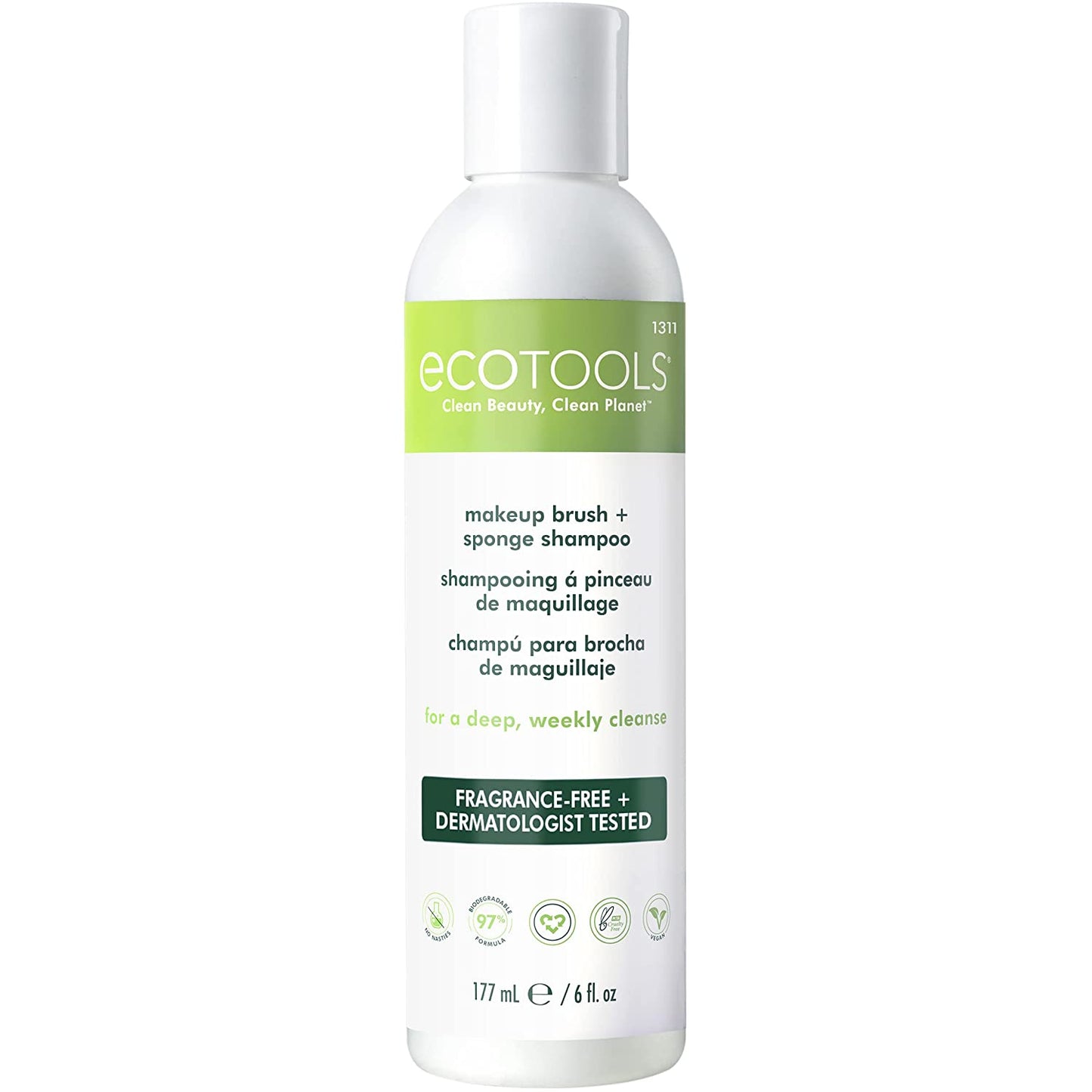 Ecotools Makeup Brush and Sponge Cleansing Shampoo Bundle, Removes Dirt and Oil Impurities from Face Brushes, Hyoallergenic, 6 Fl.Oz./ 177 Ml Each, 2 Count Health & Beauty > Personal Care > Cosmetics > Cosmetic Tools > Makeup Tools EcoTools Full Sized Shampoo, 1 Count