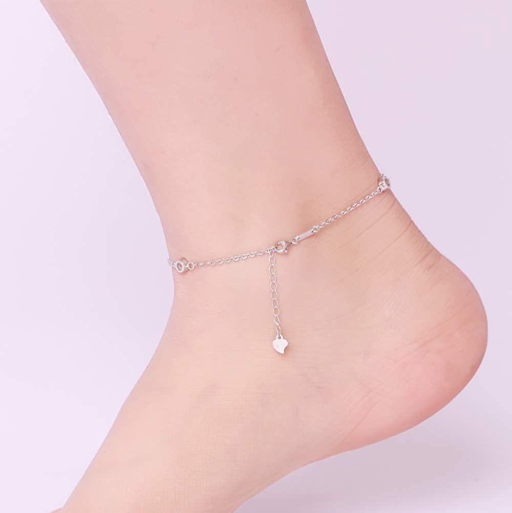 S925 Sterling Silver Ankle Bracelets for Women,Infinity Anklet with Heart Design Charm Jewelry,Gift for Women Mother Apparel & Accessories > Jewelry > Anklets Nieboa