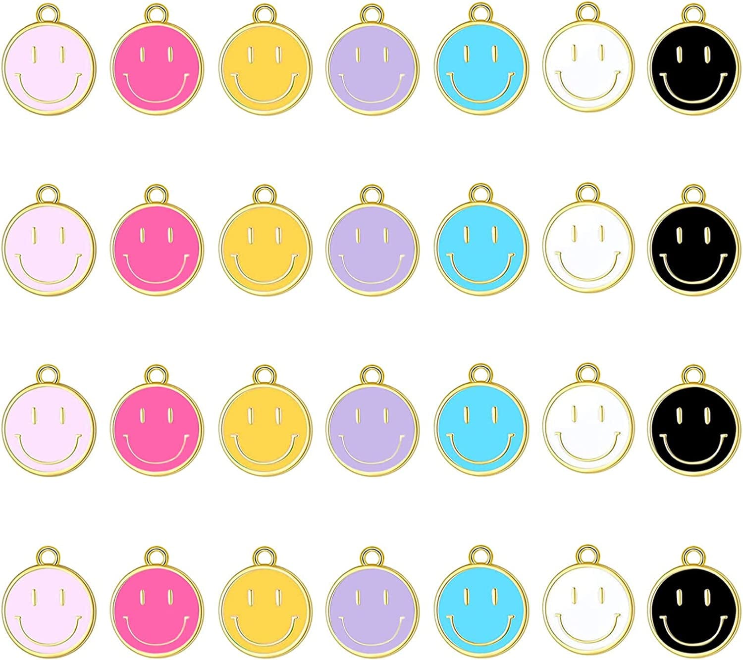 35Pcs Smiley Face Charms for Jewelry Making Colorful Happy Face Pendants Assorted Cute Ting Alloy Charms for DIY Necklace Bracelet Earring Keychain Making Supplies Craft for Women Girls (10Mm) 15mm(28pcs)