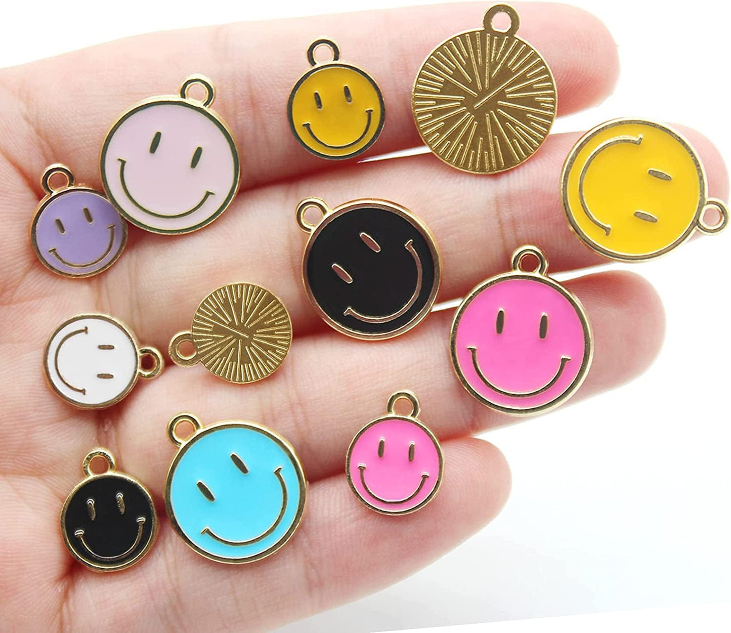 35Pcs Smiley Face Charms for Jewelry Making Colorful Happy Face Pendants Assorted Cute Ting Alloy Charms for DIY Necklace Bracelet Earring Keychain Making Supplies Craft for Women Girls (10Mm)
