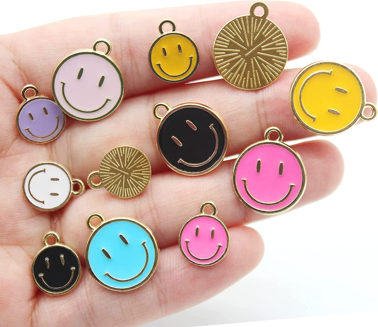 35Pcs Smiley Face Charms for Jewelry Making Colorful Happy Face Pendants Assorted Cute Ting Alloy Charms for DIY Necklace Bracelet Earring Keychain Making Supplies Craft for Women Girls (10Mm)