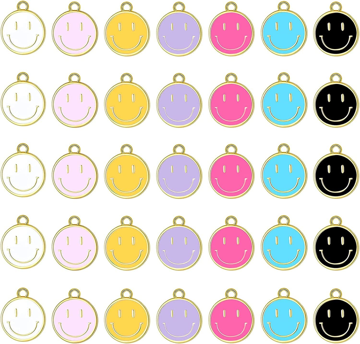 35Pcs Smiley Face Charms for Jewelry Making Colorful Happy Face Pendants Assorted Cute Ting Alloy Charms for DIY Necklace Bracelet Earring Keychain Making Supplies Craft for Women Girls (10Mm) 10mm(35pcs)