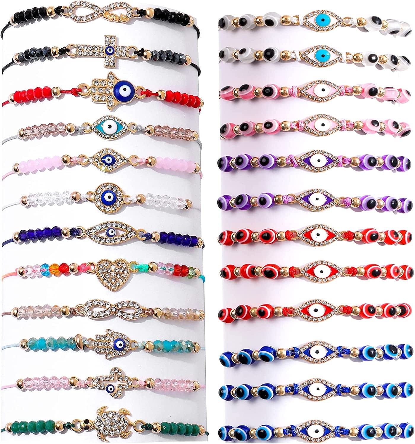36/24 Pcs Evil Eye Bracelets Pack Mexican Braclets Set Ojo Bracelet Protection Amulet Anklets Jewelry Gift for Women Girls Boys Apparel & Accessories > Jewelry > Bracelets BONITTER 24Pcs Mix&Gold