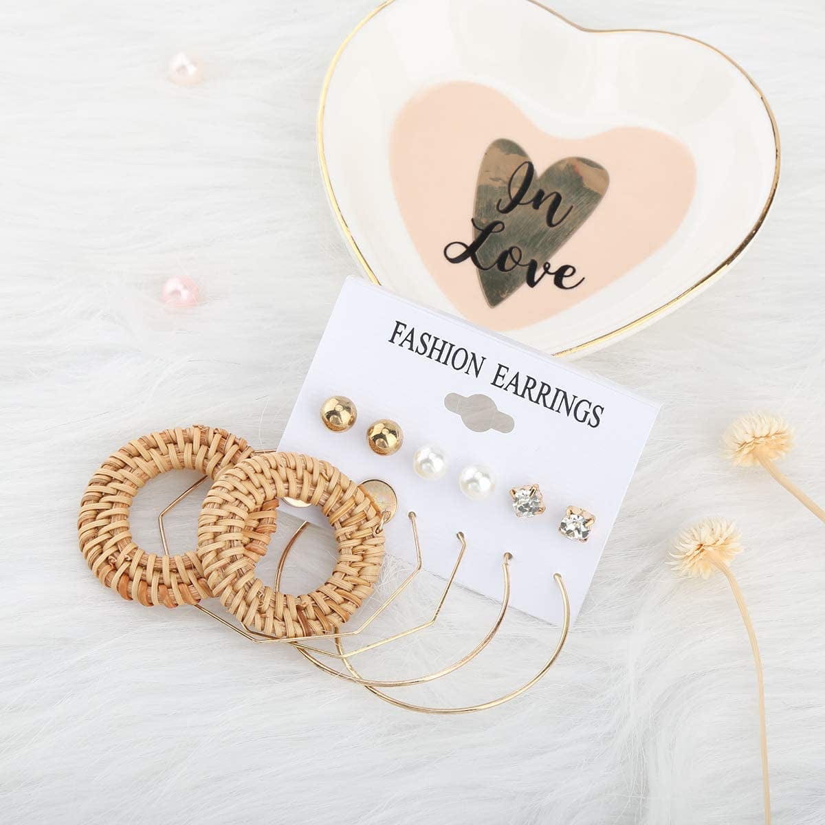 36 Pairs Fashion Earrings for Women, Stylish Teen Girls Tassel Dangle Earring & Pearl Stud Jewelry Set, Leather/Rattan/Gold/Acrylic Hoop Eardrop for Friend Birthday, Valentine, Christmas Gifts