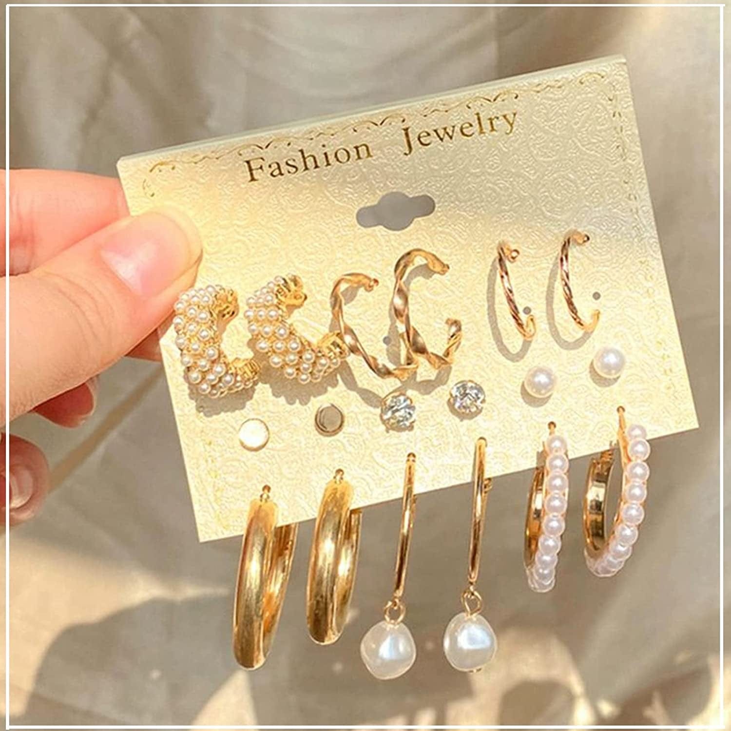 36 Pairs Gold Earrings Set for Women Girls, Fashion Pearl Chain Link Stud Drop Dangle Earrings Multipack Statement Earring Packs, Hypoallergenic Earrings for Birthday Party Christmas Jewelry Gift Apparel & Accessories > Jewelry > Earrings FAXHION