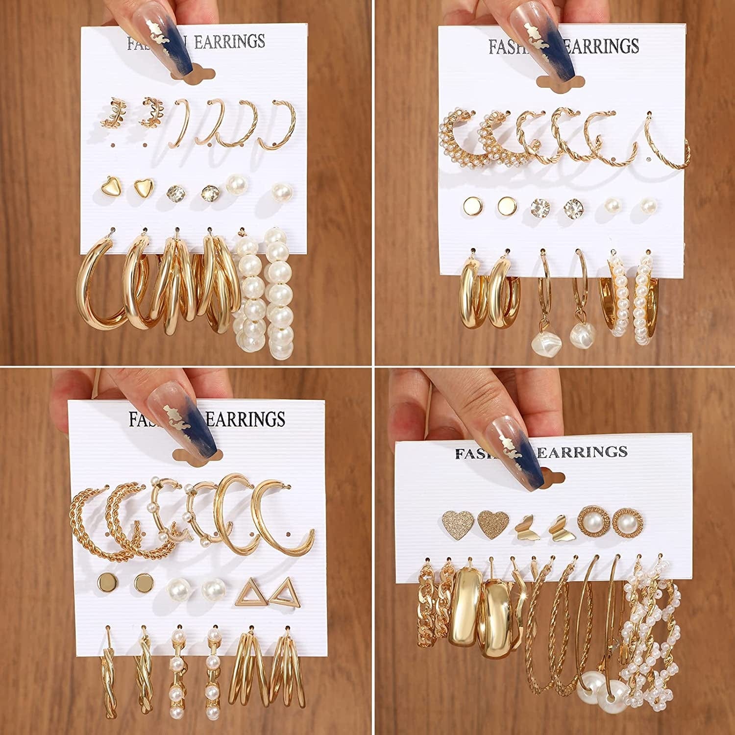 36 Pairs Gold Earrings Set for Women Girls, Fashion Pearl Chain Link Stud Drop Dangle Earrings Multipack Statement Earring Packs, Hypoallergenic Earrings for Birthday Party Christmas Jewelry Gift Apparel & Accessories > Jewelry > Earrings FAXHION