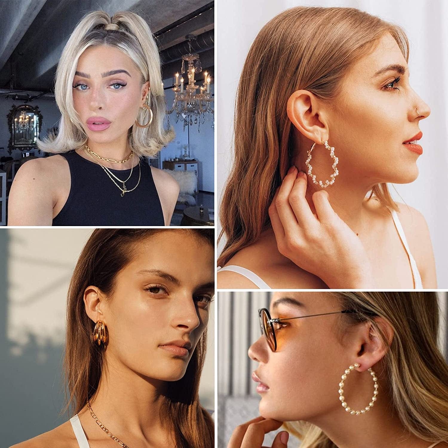 36 Pairs Gold Earrings Set for Women Girls, Fashion Pearl Chain Link Stud Drop Dangle Earrings Multipack Statement Earring Packs, Hypoallergenic Earrings for Birthday Party Christmas Jewelry Gift Apparel & Accessories > Jewelry > Earrings FAXHION