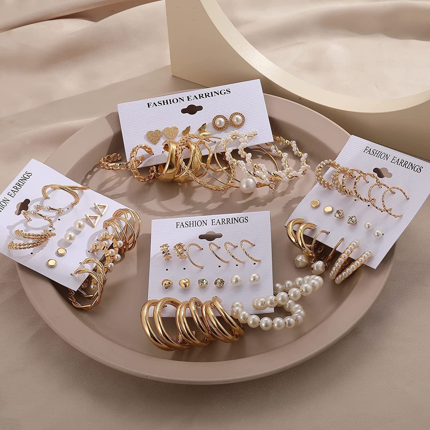 36 Pairs Gold Earrings Set for Women Girls, Fashion Pearl Chain Link Stud Drop Dangle Earrings Multipack Statement Earring Packs, Hypoallergenic Earrings for Birthday Party Christmas Jewelry Gift Apparel & Accessories > Jewelry > Earrings FAXHION