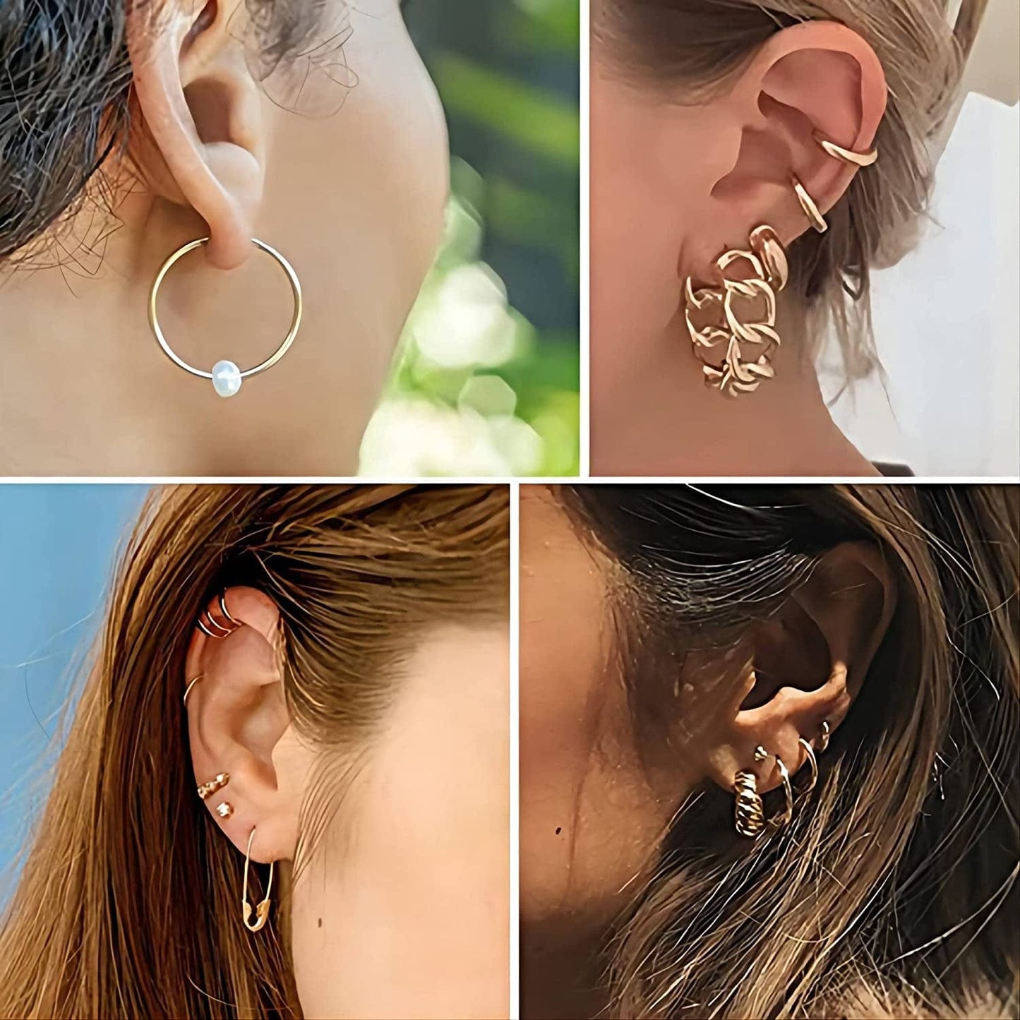 36 Pairs Gold Hoop Earrings Set for Women Girls, Fashion Hoop Stud Drop Dangle Earrings Boho Statement Paperclip Hypoallergenic Earrings for Christmas Jewelry Gift