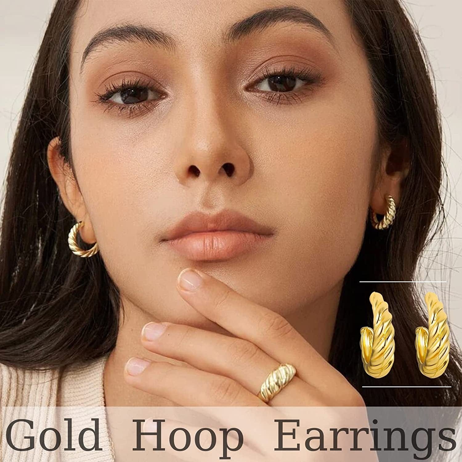 36 Pairs Gold Hoop Earrings Set for Women Girls Multipack, Hypoallergenic Chunky Chain Twisted Hoop Earrings Pack, Fashion Dangle Earrings Jewelry for Gift Apparel & Accessories > Jewelry > Earrings iF YOU