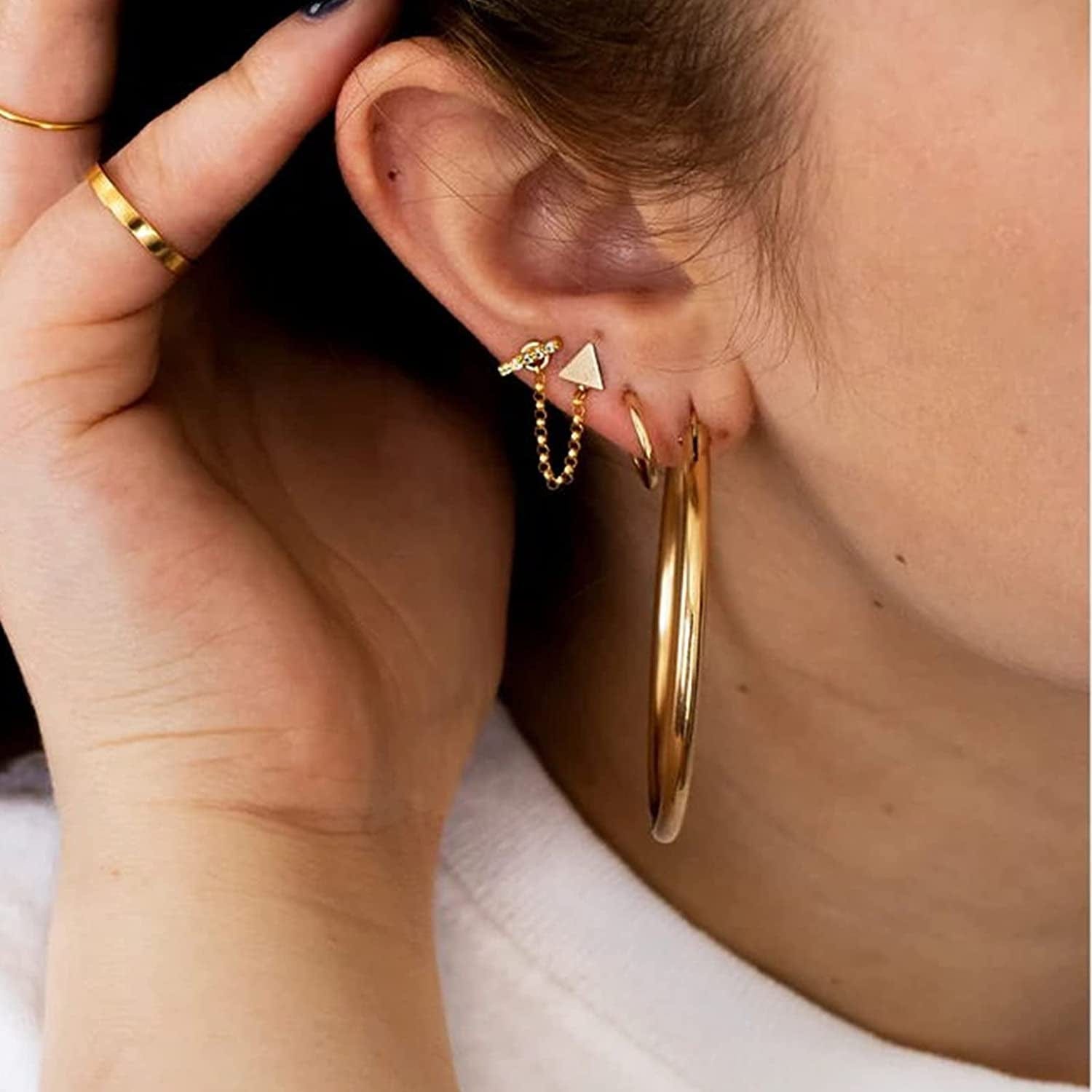 36 Pairs Gold Hoop Earrings Set for Women Girls Multipack, Hypoallergenic Chunky Chain Twisted Hoop Earrings Pack, Fashion Dangle Earrings Jewelry for Gift Apparel & Accessories > Jewelry > Earrings iF YOU