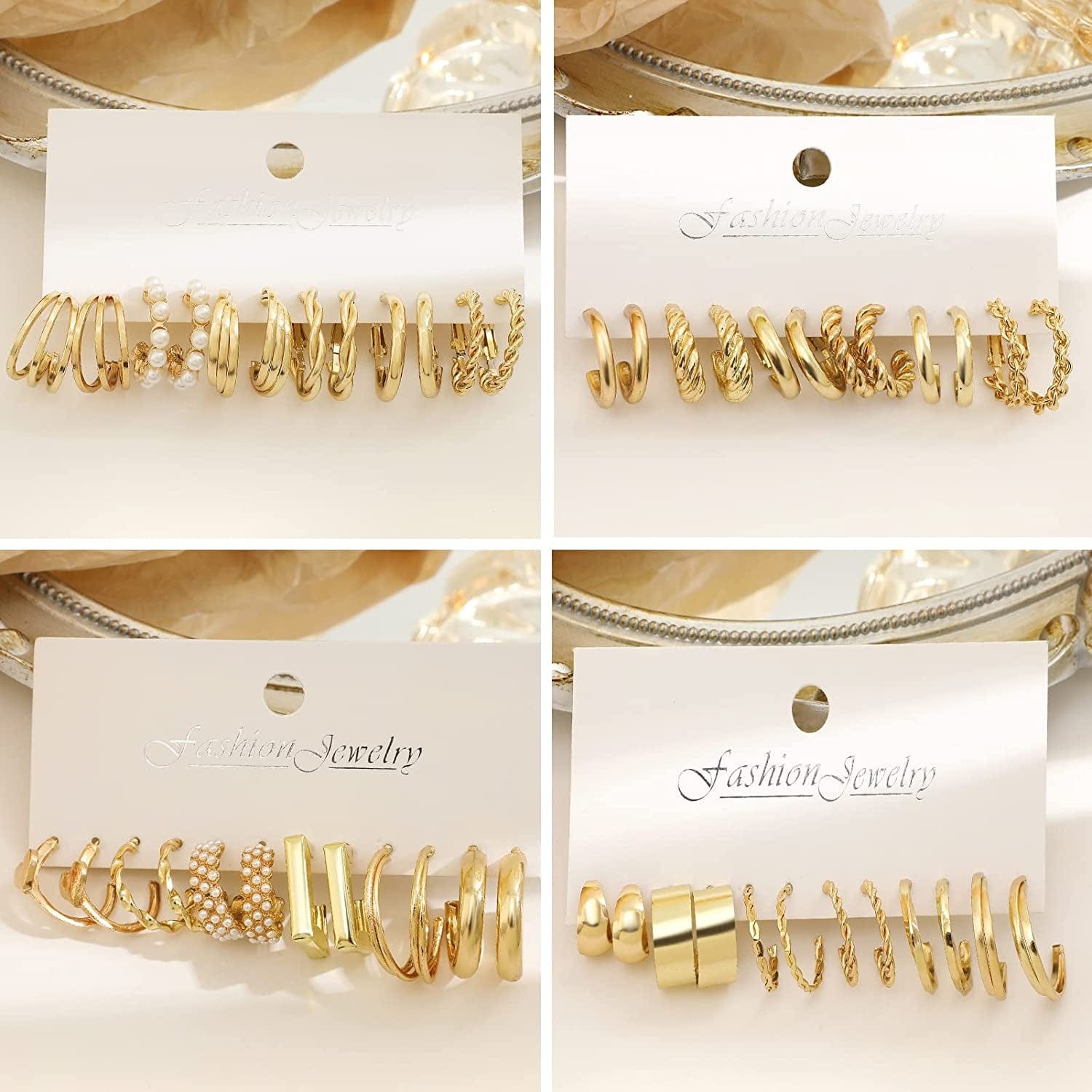 36 Pairs Gold Hoop Earrings Set for Women Girls Multipack, Hypoallergenic Chunky Chain Twisted Hoop Earrings Pack, Fashion Dangle Earrings Jewelry for Gift Apparel & Accessories > Jewelry > Earrings iF YOU