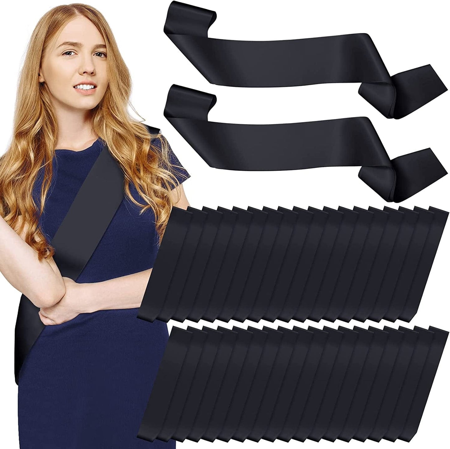 36 Pcs DIY Blank Satin Sash Plain Pageants Sashes for Beauty Pageant Halloween Wedding Birthday Homecoming Prom Bachelorette Party Decorations (White) Apparel & Accessories > Clothing Accessories > Sashes Geyoga Black