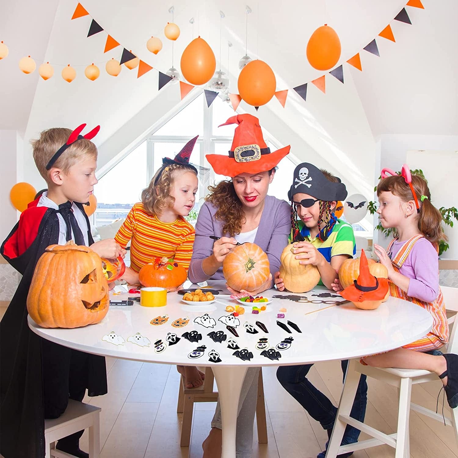 36 Pcs Halloween Charms Pendants Assorted Gold Black Plated Enamel Pumpkin Ghost Clown Wizard Hat Halloween Charms for Jewelry Making DIY Necklace Bracelet Earring Supplies Accessories