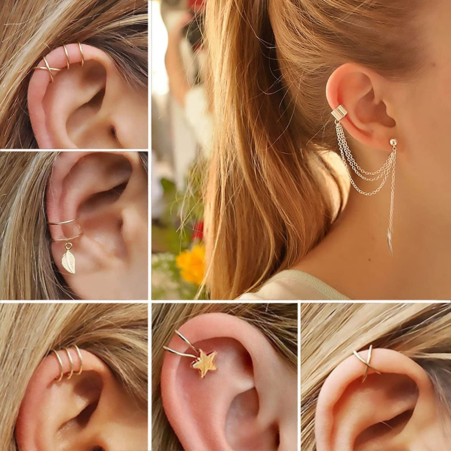 36 PCS Silver Plated Jewelry Set with 3 PCS Necklace, 12 PCS Bracelet, 7 PCS Ear Cuffs Earring, 14 Pcs Knuckle Rings for Women Girls Valentine Anniversary Birthday Friendship Gift