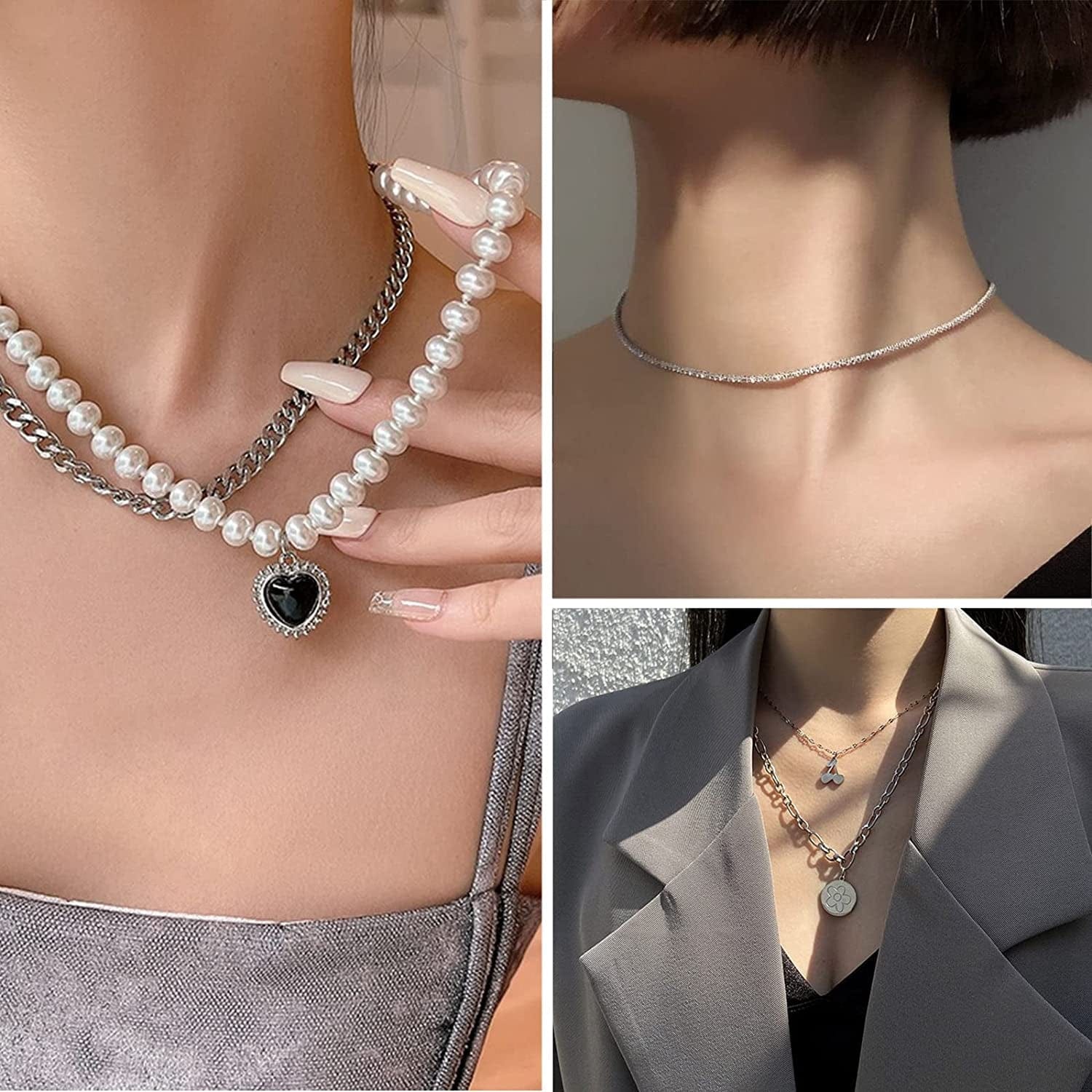 36 PCS Silver Plated Jewelry Set with 3 PCS Necklace, 12 PCS Bracelet, 7 PCS Ear Cuffs Earring, 14 Pcs Knuckle Rings for Women Girls Valentine Anniversary Birthday Friendship Gift