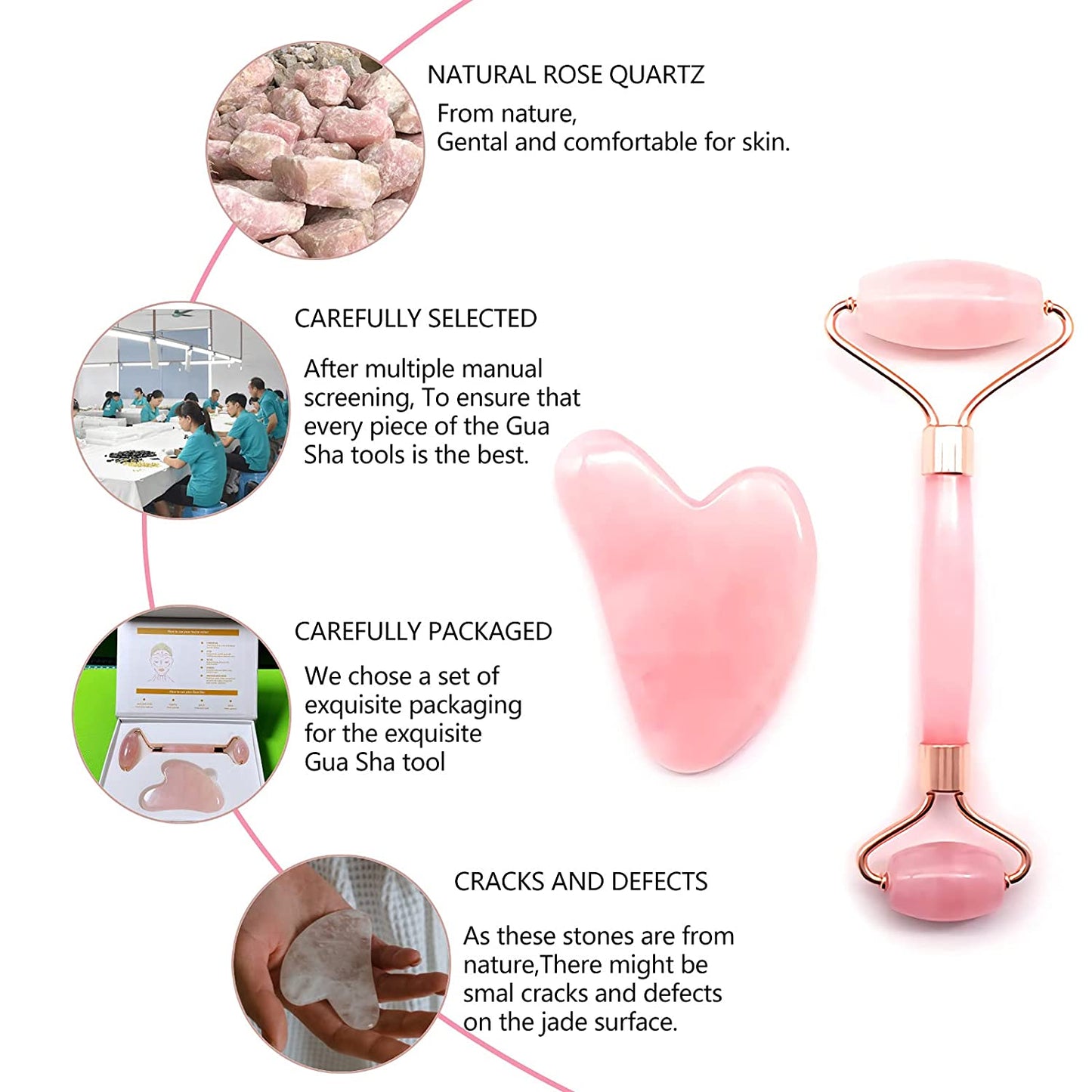 Jade Face Roller and Gua-Sha Set - Rose Quartz Gua Sha Massage Tools for anti Aging, Beauty Treatment,Guasha Jade Stone for Body,Face,The Best Gift Health & Beauty > Personal Care > Cosmetics > Cosmetic Tools > Skin Care Tools MidRunEd