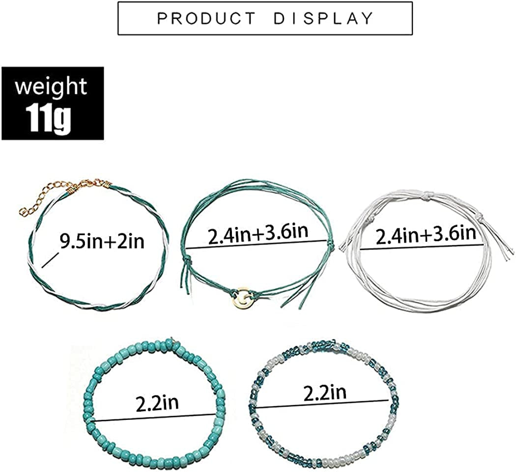 Cliory Boho Turquoise Anklets Beaded Ankle Bracelet Beach Wave Foot Chain for Women and Girls Apparel & Accessories > Jewelry > Anklets Cliory