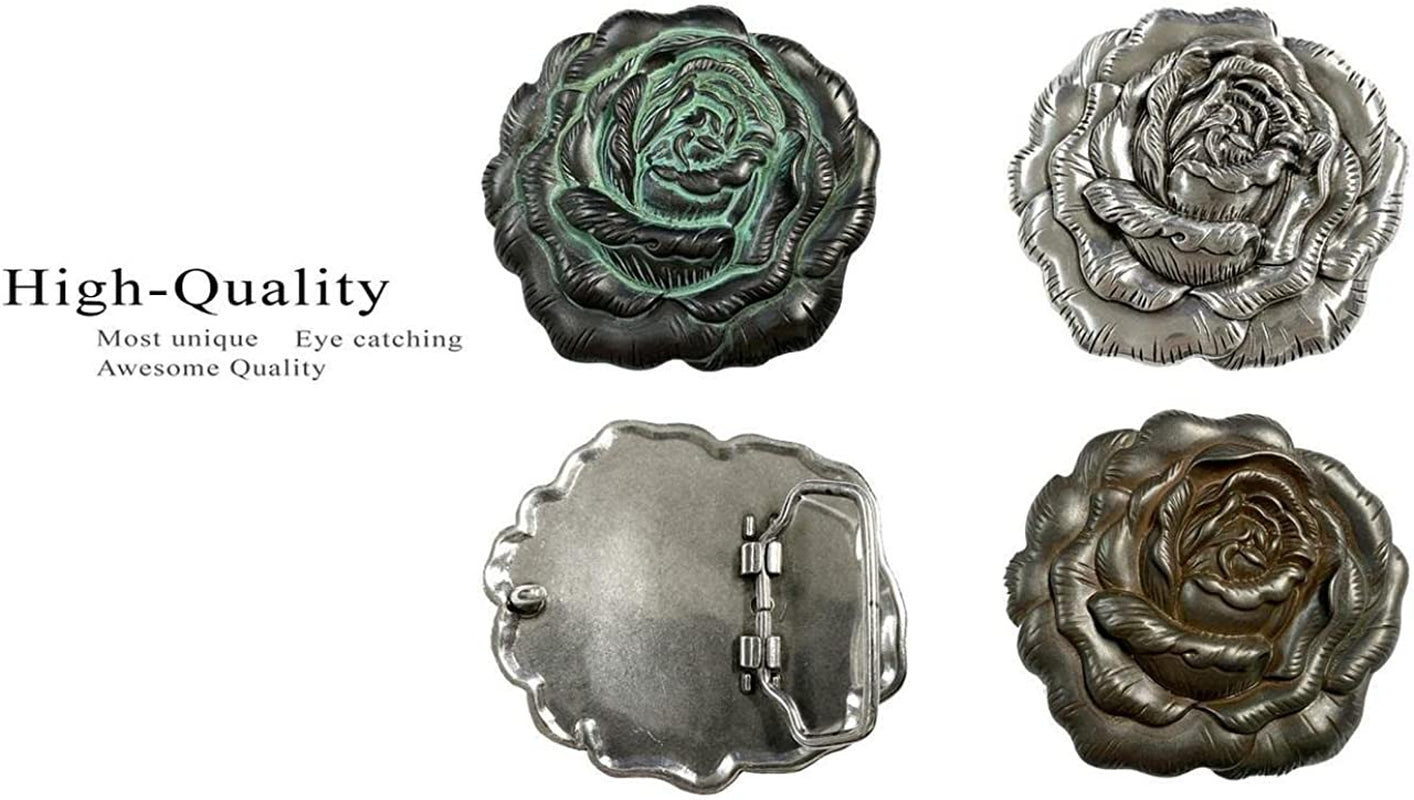 Rose Heart Flower Rhinestone Replacement Belt Buckle Fits 1-1/2"(38Mm) Belt Strap-Multi-Style Options Apparel & Accessories > Clothing Accessories > Belt Buckles Belts.com