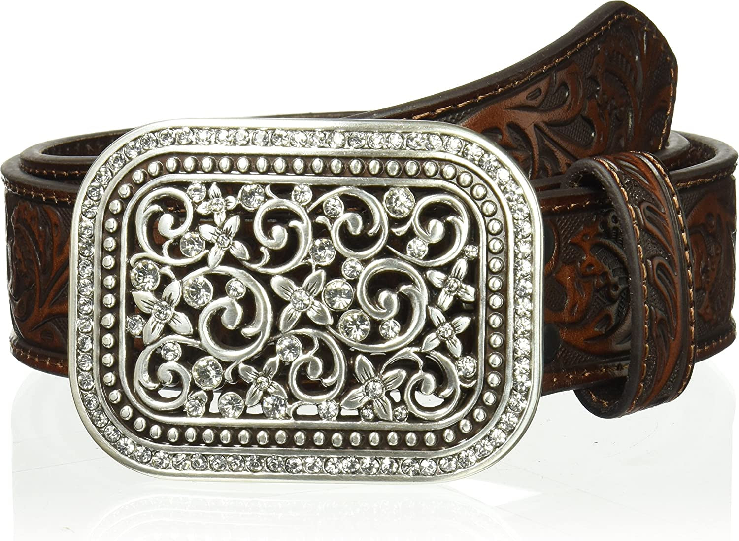 ARIAT Women'S Scroll Embossed Buckle Belt Apparel & Accessories > Clothing Accessories > Belts ARIAT Brown Extra Large