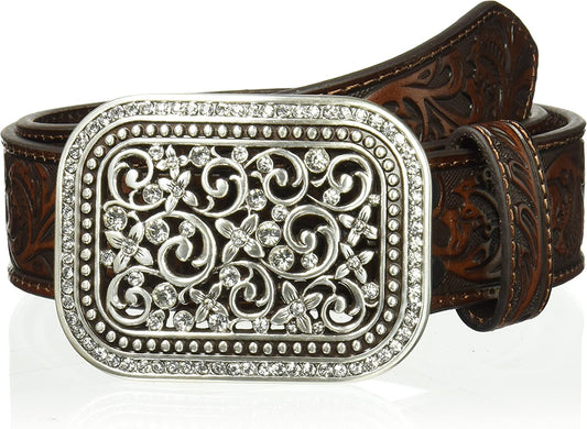 ARIAT Women'S Scroll Embossed Buckle Belt Apparel & Accessories > Clothing Accessories > Belts ARIAT Brown Extra Large