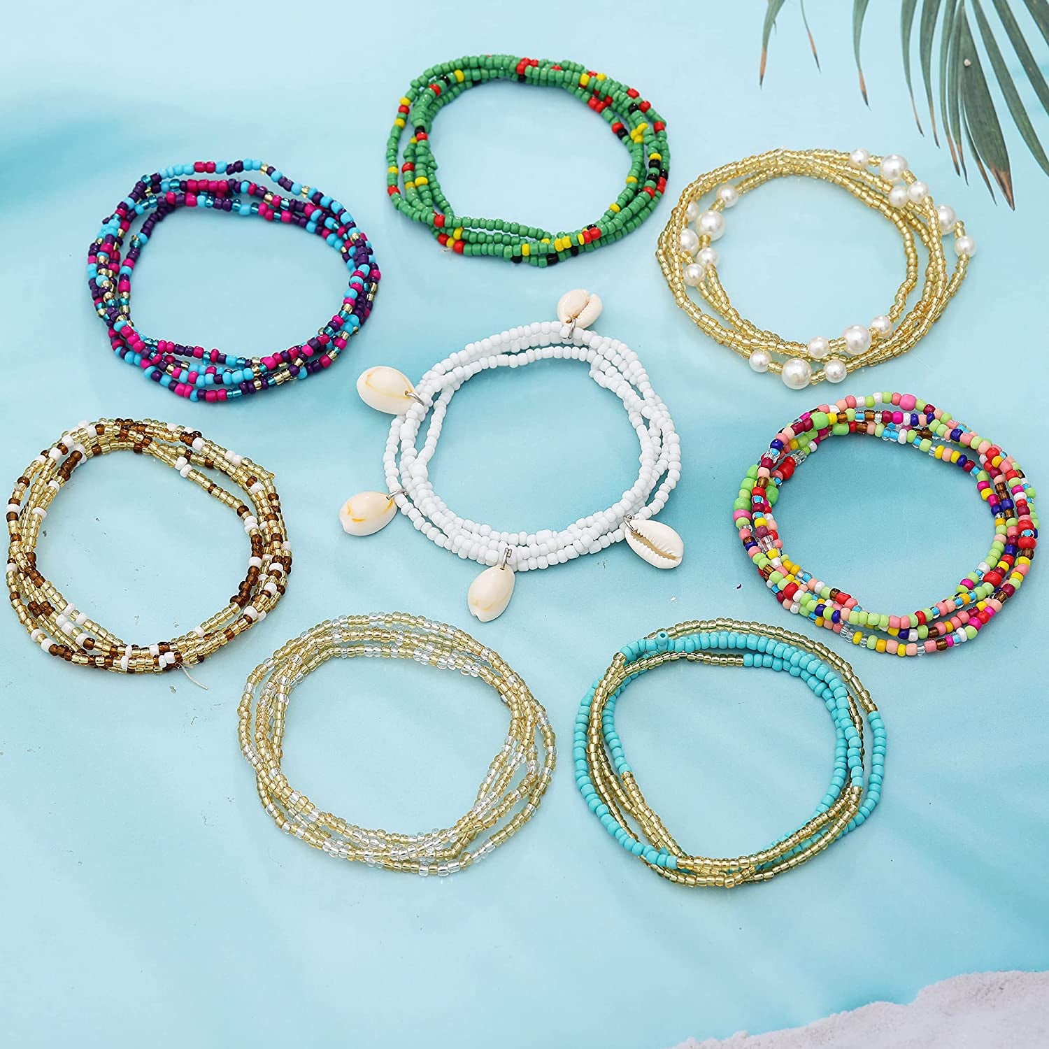 RLMOON 24-50Inch Waist Beads for Women African Waist Beads plus Size Layered Belly Bead Body Chain Waist Beads Colorful Waist Jewelry(8Pcs) Apparel & Accessories > Jewelry > Body Jewelry RLMOON