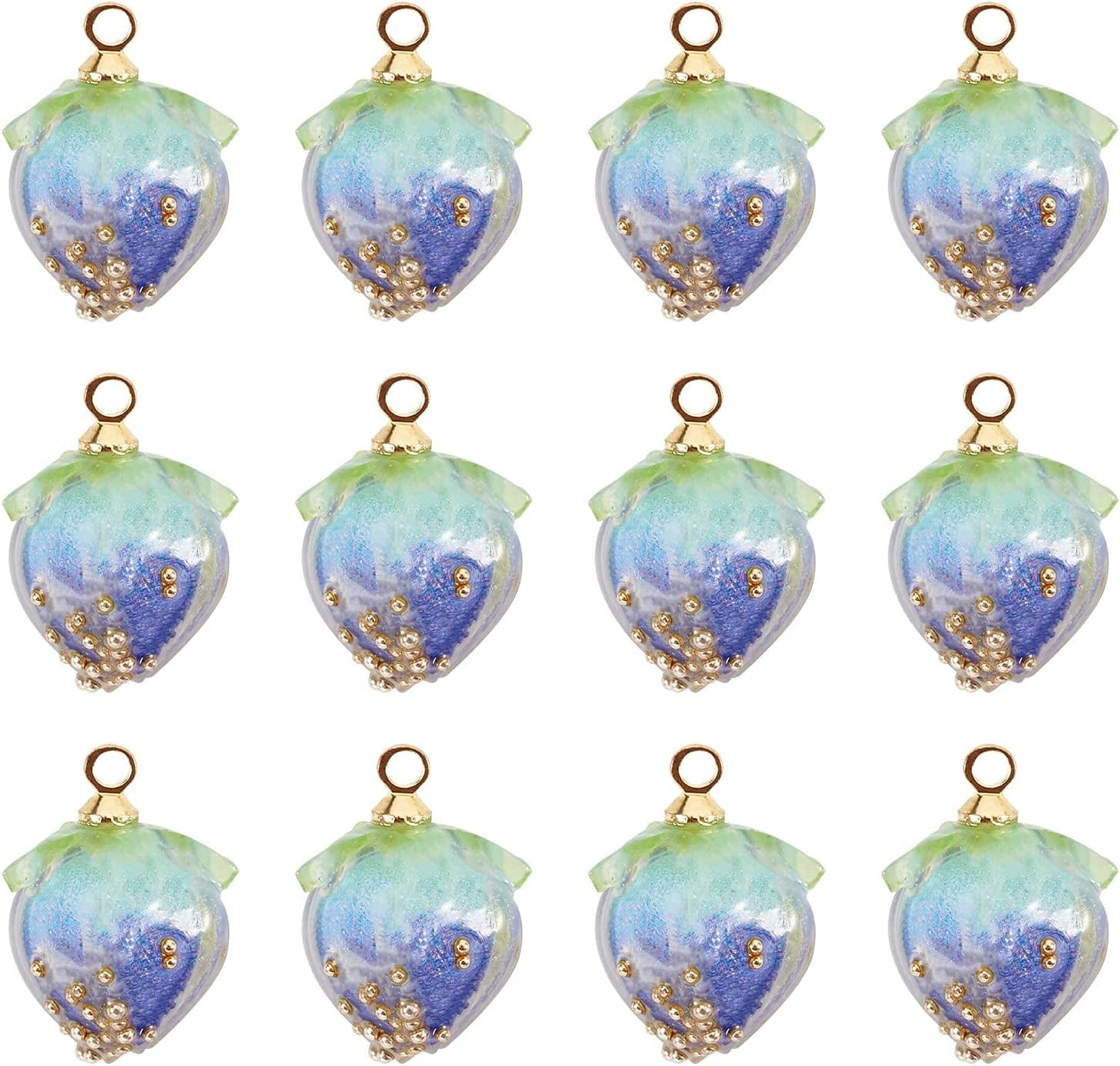 36Pcs Colorful Butterfly Dragonfly Pendants Plastic Insect Animal Flat Back Charms Connectors Embellishment for Jewelry Crafts Making Blue Flower