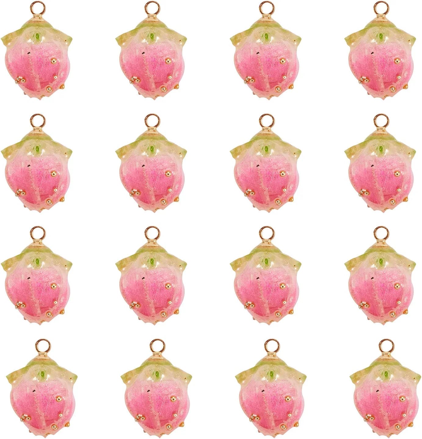 36Pcs Colorful Butterfly Dragonfly Pendants Plastic Insect Animal Flat Back Charms Connectors Embellishment for Jewelry Crafts Making Hotpink Flower