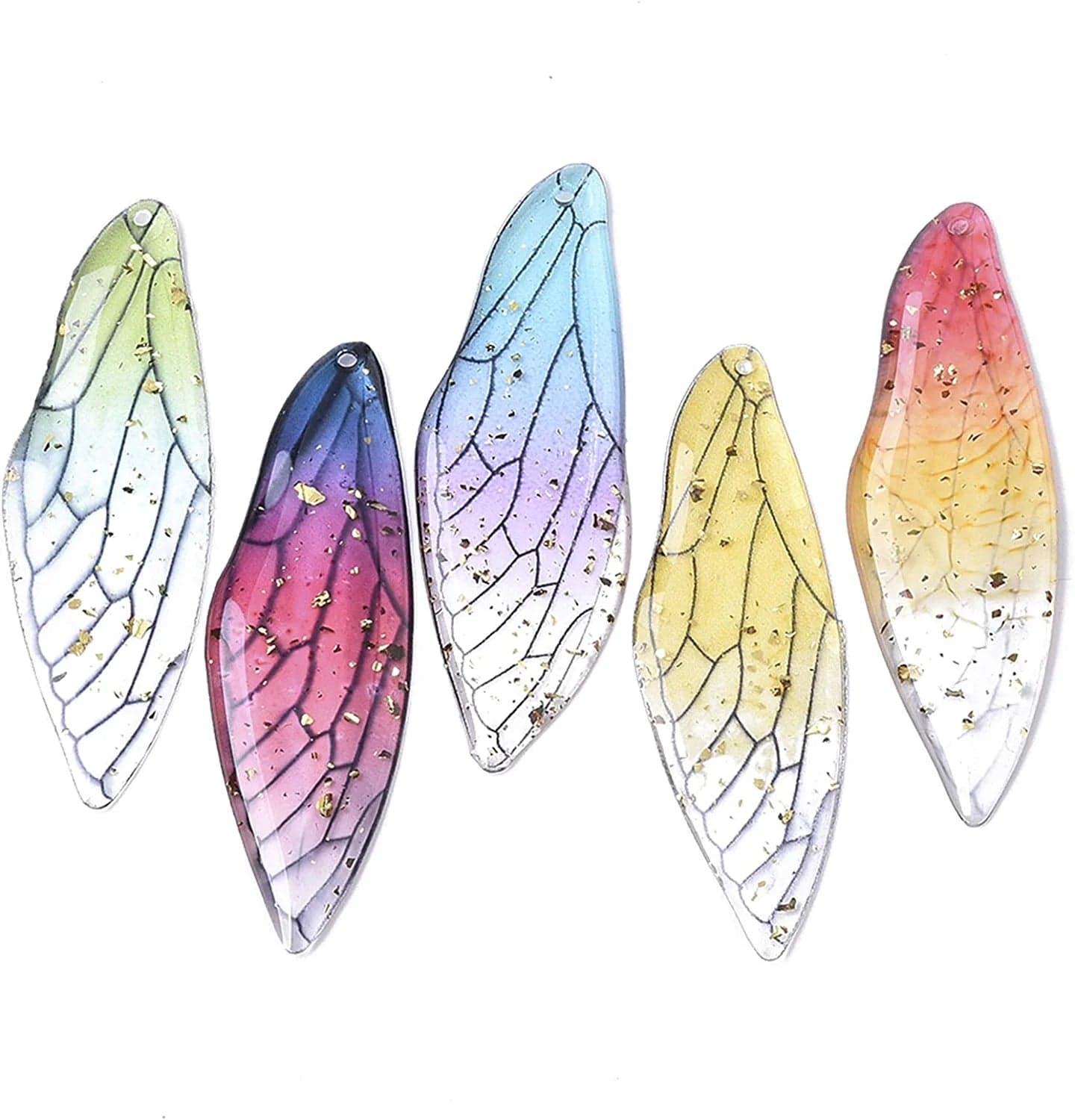 36Pcs Colorful Butterfly Dragonfly Pendants Plastic Insect Animal Flat Back Charms Connectors Embellishment for Jewelry Crafts Making Random Mixed Colors Wing 51x16.5mm